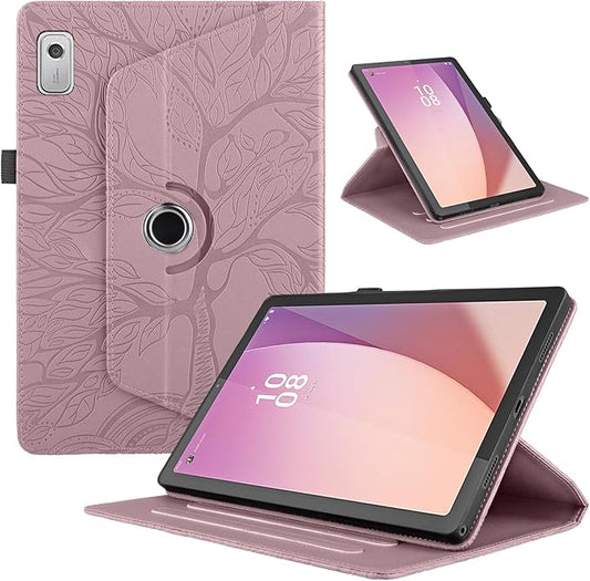 Rotating Case for Lenovo Tab M9 9.0 inch (TB-310FU) 2023 Released PU Leather Cover Lightweight Flip Stand Shell with Pen Holder for Lenovo Tab M9 9" 2023 Tablet-Rose Gold
