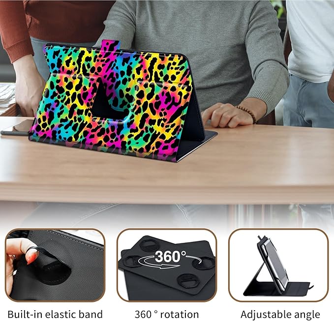 Case for Lenovo Tab P11 Pro Gen 2 11.2" 2022,Mxfdegf 360 Degree Rotating Stand and Magnetic Closure Case for 11.2 inch Lenovo Tab P11 Pro 2nd Generation,Colorful Leopard Print