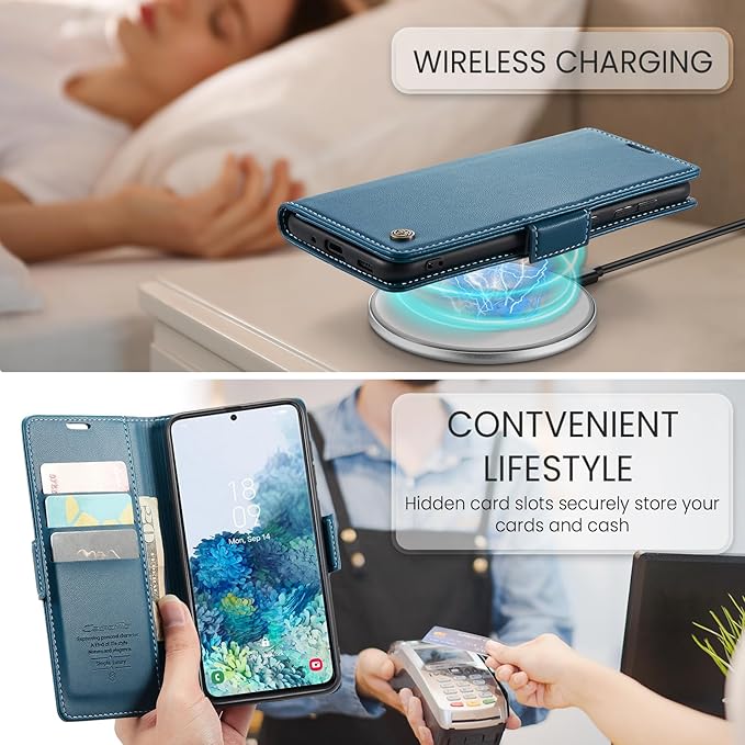 Case for Samsung Galaxy S20 Plus Wallet Case, RFID Blocking PU Leather Flip Folio Cover Card Holder Kickstand Shockproof Phone Case Compatible with Samsung Galaxy S20 Plus, Blue