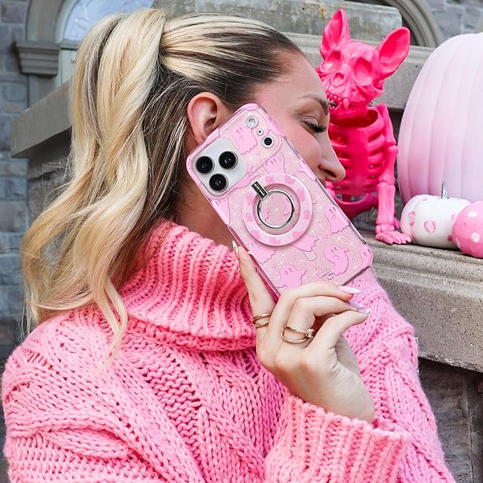 VELVET CAVIAR Case for iPhone 17 Air | Compatible with MagSafe | 10ft Drop Tested | Protective Halloween Cases | Ghosted Pink Glitter