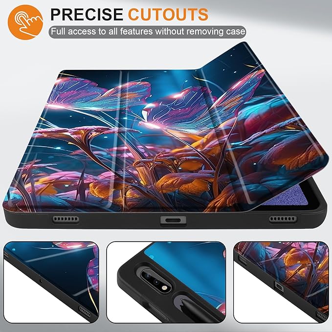 Case for Samsung Galaxy Tab S8 2022 & S7 2020, Shockproof Tablet Case for Samsung Tab S8/S7 11 inch with Auto Sleep/Wake & Trifold Stand & Soft TPU Back Cover, Glitter Butterfly