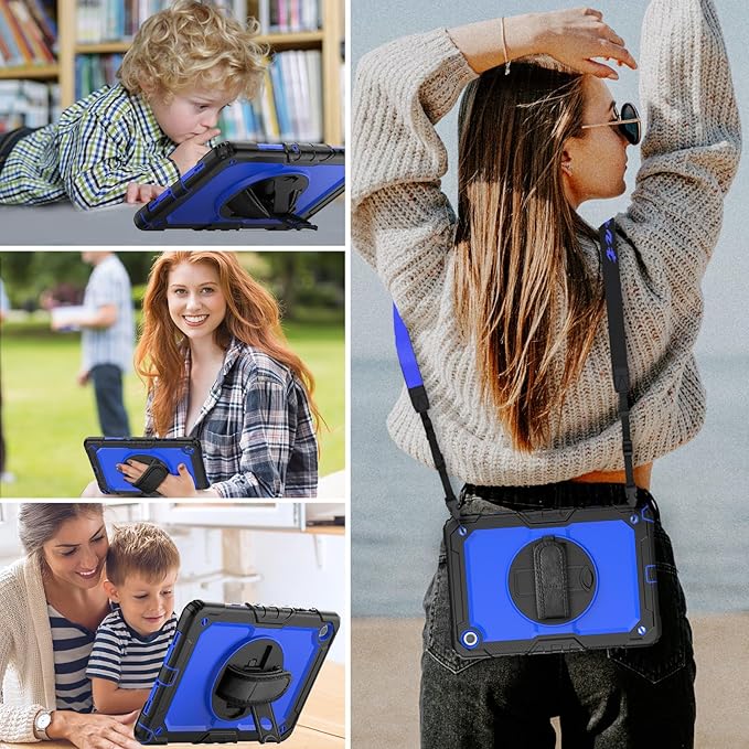 HXCASEAC Case for Samsung Galaxy Tab A9+ Plus 11 Inch, Protective with Screen Protector/Hand Strap/Pen Holder, Sturdy Shockproof for Samsung A9 Plus Tablet Case SM-X210 SM-X216 SM-X218 - Blue