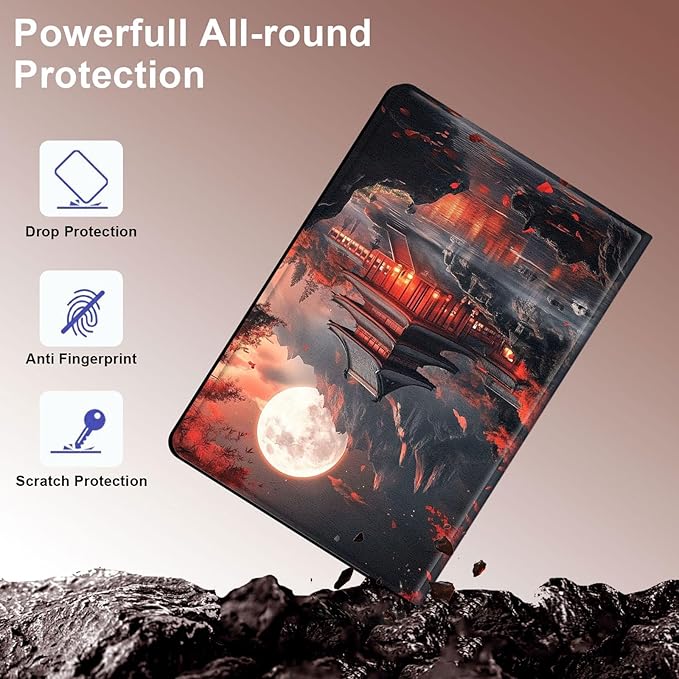 Case for Samsung Galaxy Tab A9 8.7-Inch 2023, Slim PU Leather Stand Cover with Auto Wake/Sleep, Multi-Angle Viewing & Shockproof, Ancient Buildings