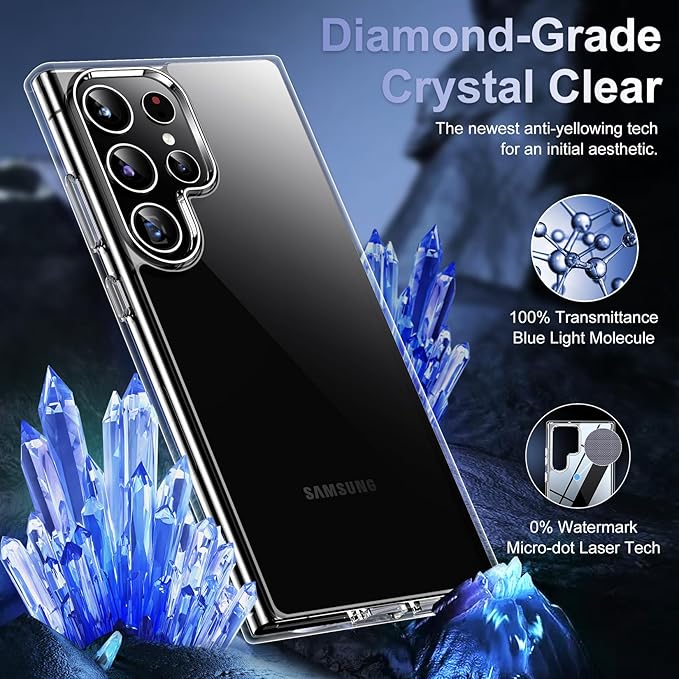 Red2Fire for Samsung Galaxy S24 Ultra Case Clear, [Non-Yellowing] [Slim Thin] [Military Grade Drop Protection] Lightweight Shockproof Protection Phone Case for S24 Ultra Case 6.8 inch, Clear