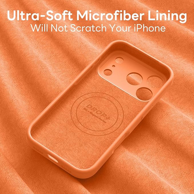 Vooii Magnetic Compatible with iPhone 17 Pro Max Case (Compatible with Magsafe) (Upgraded Camera Protection) Liquid Silicone Shockproof Full Body Protective Phone Cover for Women Men, Bright Orange