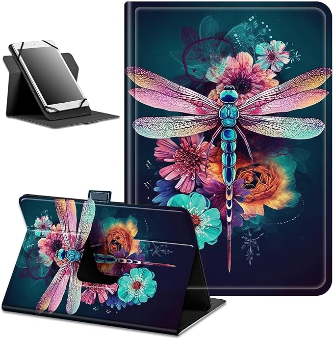 for Lenovo Tab M9 Case,9 inch Tablet Cover, Magnetic Closure Travel Portable Protective Case with 360 Degree Rotating Stand for Lenovo Tab M9 TB-310FU 2023-Beautiful Dragonfly