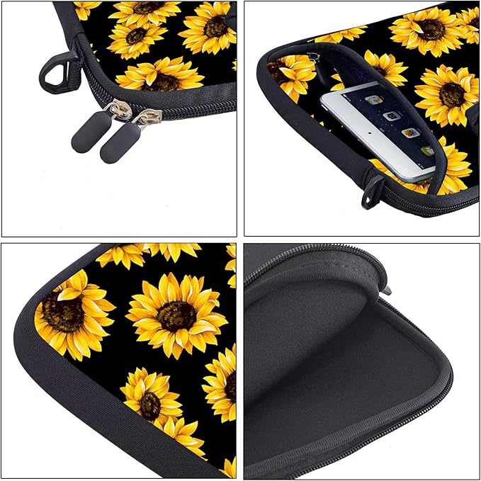 RICHEN 14 15 15.4 15.6 inch Laptop Shoulder Bag Messenger Bag Notebook Handle Sleeve Neoprene Carrying Case with Accessories Pocket (14-15.6 inch, Sunflowers)