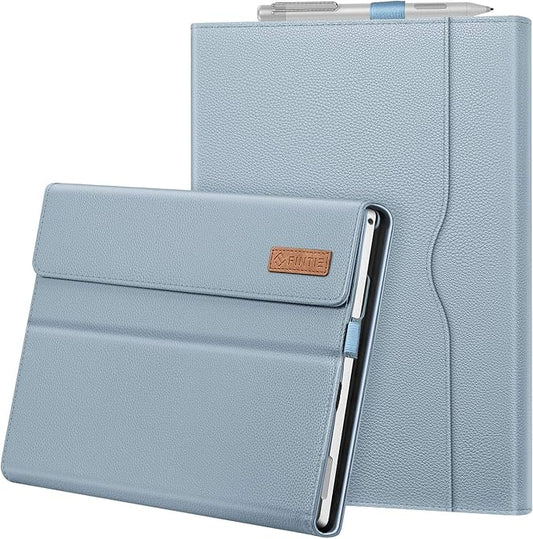 Fintie Case for 12.3 Inch Microsoft Surface Pro 7 Plus, Surface Pro 7/6/5/4/3 - Portfolio Business Cover with Pocket, Compatible with Type Cover Keyboard, Ice Blue