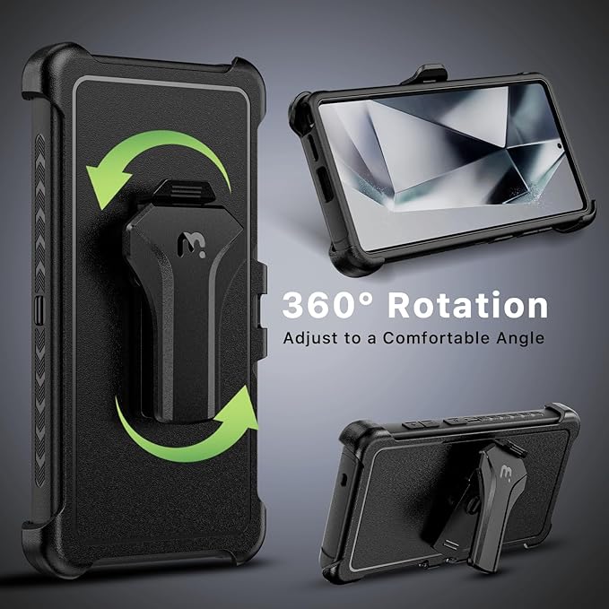 M MYBAT PRO Maverick Series for Samsung Galaxy S25 Ultra Case with Belt Clip Holster, 6.9 inch, Heavy Duty Military Grade Drop Protective Case w 360° Rotating Stand (No Screen Protector) Black