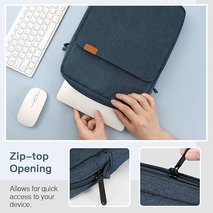 MoKo 15 Inch Laptop Sleeve Bag Fits MacBook Air 15" M2 2023, MacBook Pro 14" M2 2023, Galaxy Tab S9 Utra 14.6" 2023, Handle Carrying Case with Shoulder Strap, Indigo