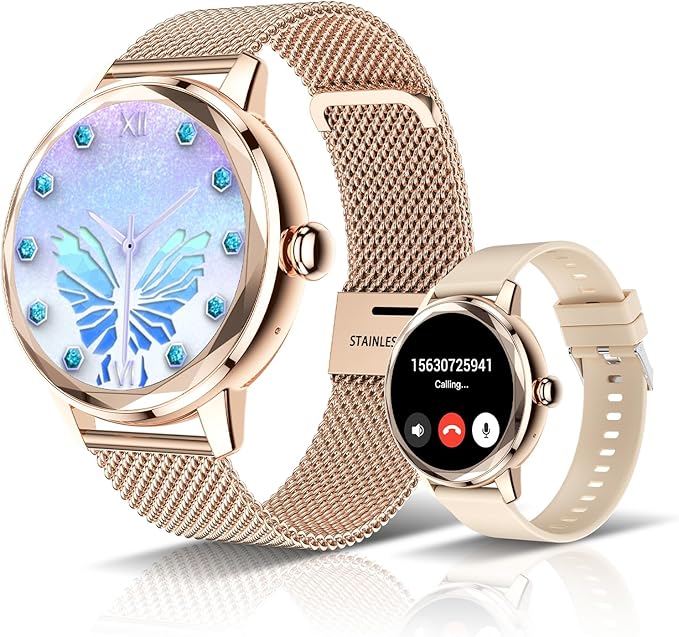 Smart Watch for Women,Fitness Tracker with Heart Rate/SpO2 Monitor, IP67 Elegant Woman Watch with Answer Calls&Dials, Compatible iOS Android, Rose Gold Sports Smartwatch, 2 Bands