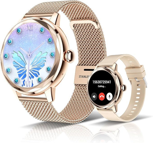 Smart Watch for Women,Fitness Tracker with Heart Rate/SpO2 Monitor, IP67 Elegant Woman Watch with Answer Calls&Dials, Compatible iOS Android, Rose Gold Sports Smartwatch, 2 Bands