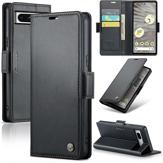 for Google Pixel 7A Case, Premium PU Leather Wallet Case Flip Cover with [RFID Blocking][Card Holder][Stand Function] Shockproof Protective for Google 7A, Black