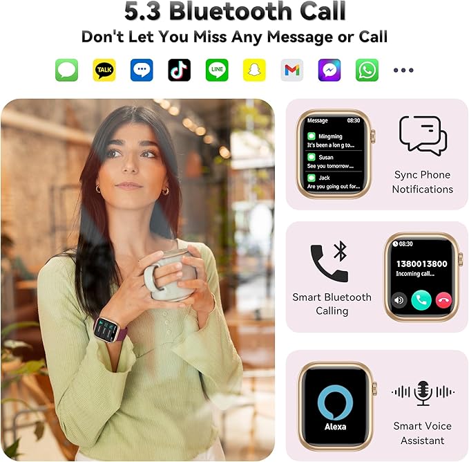 Smart Watch for Men Women, 1.83" Fitness Watch (Answer/Make Call), Smartwatch with Heart Rate/Blood Pressure, Sleep Tracker, Pedometer, 120+ Sport Modes,IP68 Waterproof Fitness Tracker for Android IOS