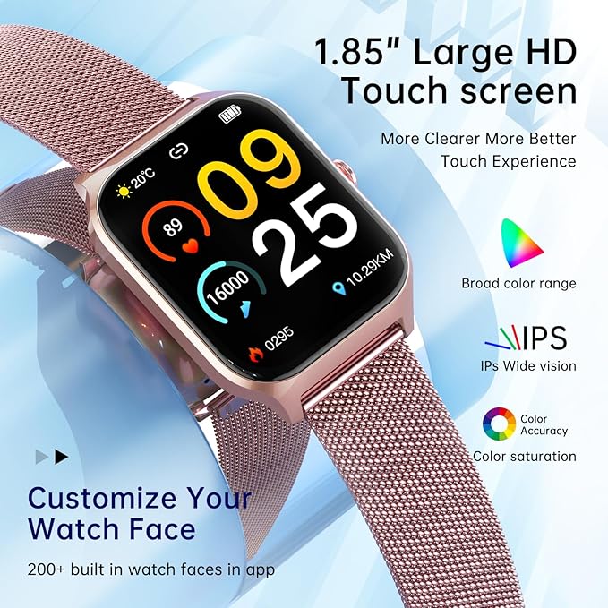 Smart Watch for Women Fitness Tracker: Rose Gold Make/Answer Call Smart Watches for Women Waterproof Digital Mens Watches Running Smartwatch Android Phone iPhone Samsung Compatible Heart Rate Monitor