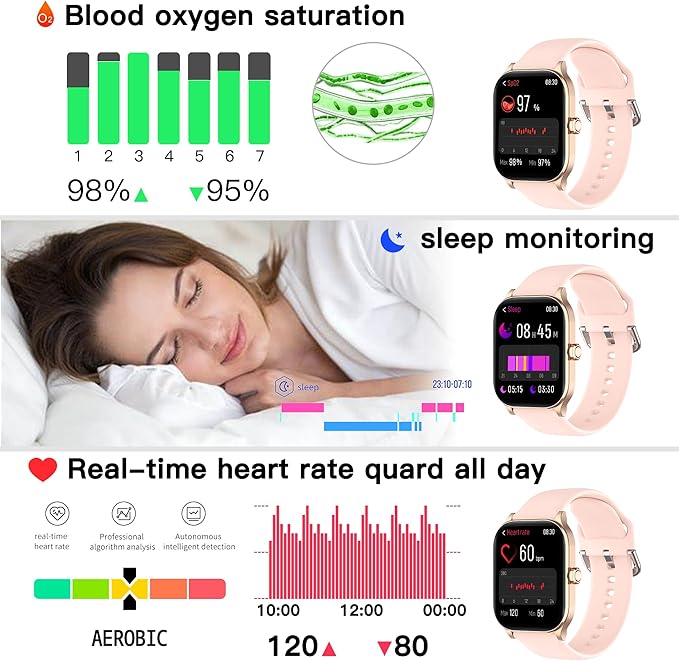 Smart Watch (Answer/Make Call), 1.85" Smartwatch for Android Phones and iPhone with Heart Rate,Sleep Monitor,Pedometer, 100+Sports Fitness Watch, IP68 Waterproof Fitness Tracker for Men Women