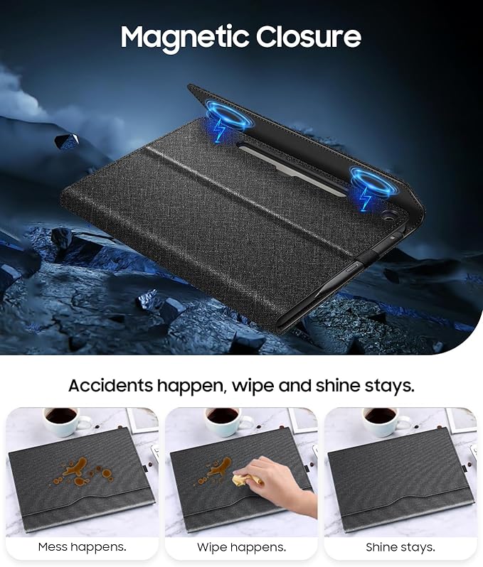 Fintie Protective Case for Microsoft Surface Pro 12 Inch (2025), Multi-Angle Viewing Portfolio Business TPU Back Cover with Pocket & Stylus Holder, Compatible with Type Cover Keyboard (Black)