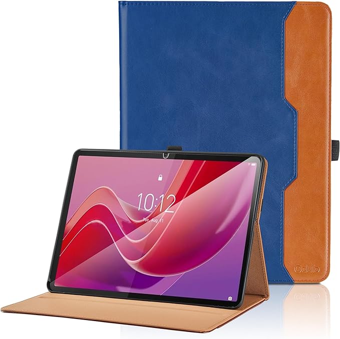 Case for Lenovo Tab M11 (TB-330FU/TB-331FC)/Tab K11 LTE 11 Inch 2024 - PU Leather Business Folio Case with Hand Strap and Pocket, Auto Wake/Sleep Smart Tablet Cover, Blue