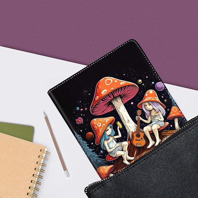 Case for Samsung Galaxy Tab A9+ 11’2023 Model (SM-X210/X216/X218)，Slim Fit Foldable Standing Cover Case with Auto Sleep/Wake，Psychedelic Mushroom Girl Playing Guitar