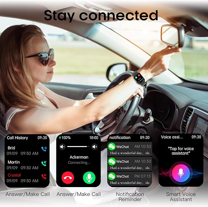 Smart Watch, 1.85" HD Bluetooth Call Pedometer with Heart Rate/Blood Oxygen/Blood Pressure/Blood Composition/Body Composition/Sleep Monitor, IP67 Waterproof