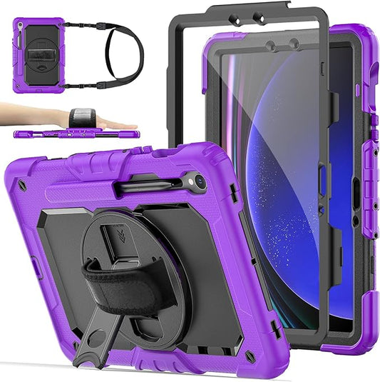 Case for Samsung Galaxy Tab S10 Lite/ S10 FE / S9 FE 10.9 Inch / S9 11'' 5G Protective with Screen Protector/Pen Holder/Hand Strap, Heavy Duty Shockproof Tablet Cover for S10 Lite, Purple