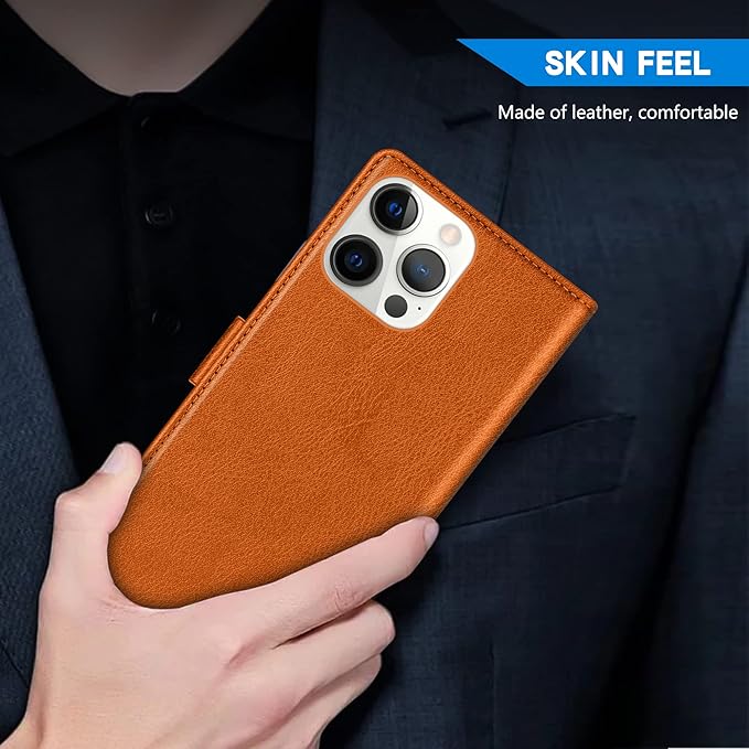 ZZXX for iPhone 14 Pro Max Wallet Case with [RFID Blocking] Card Slot Kickstand Magnetic Closure Leather Flip Fold Protective Phone Case for iPhone 14 Pro Max Case Wallet(Brown-6.7 inch)