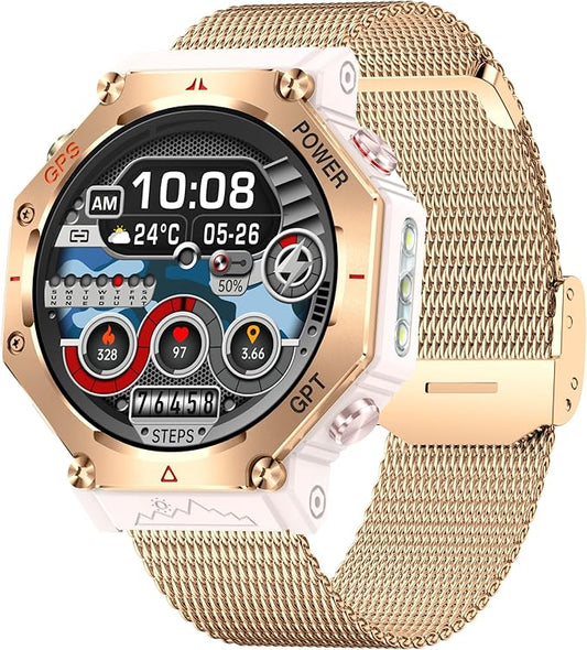 ZL-SW8 (Rose Gold) 1.39" Stylish Smartwatch for Women, Bluetooth Calling, AI Voice Assistant, 107 Sport Modes, 3ATM Waterproof, Fashionable Design, Compatible with Android/iOS