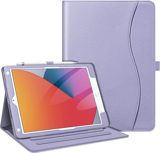 Fintie Case for iPad 9th / 8th / 7th Generation (2021/2020/2019) 10.2 Inch - [Corner Protection] Multi-Angle Viewing Stand Cover with Pocket & Pencil Holder, Auto Sleep Wake, Lilac Purple