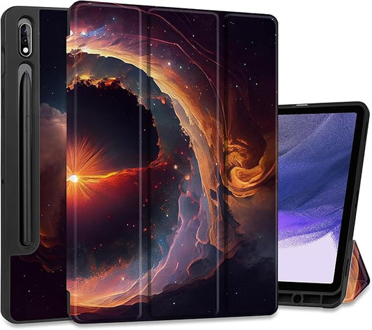 Case for Samsung Galaxy Tab S8 2022 & S7 2020, Shockproof Tablet Case for Samsung Tab S8/S7 11 inch with Auto Sleep/Wake & Trifold Stand & Soft TPU Back Cover, Galaxy Sky