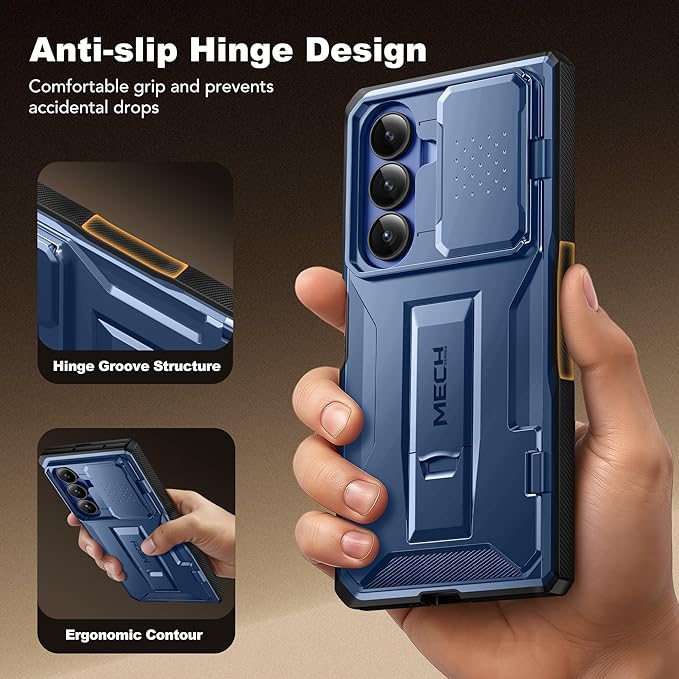 TONGATE for Z Fold 7 Case with Privacy Screen Protector, [Built-in Slide Camera Cover & Stand] [Anti Spy] Military Grade Drop Phone Case for Samsung Galaxy Z Fold 7 with Belt Clip, Blue Privacy