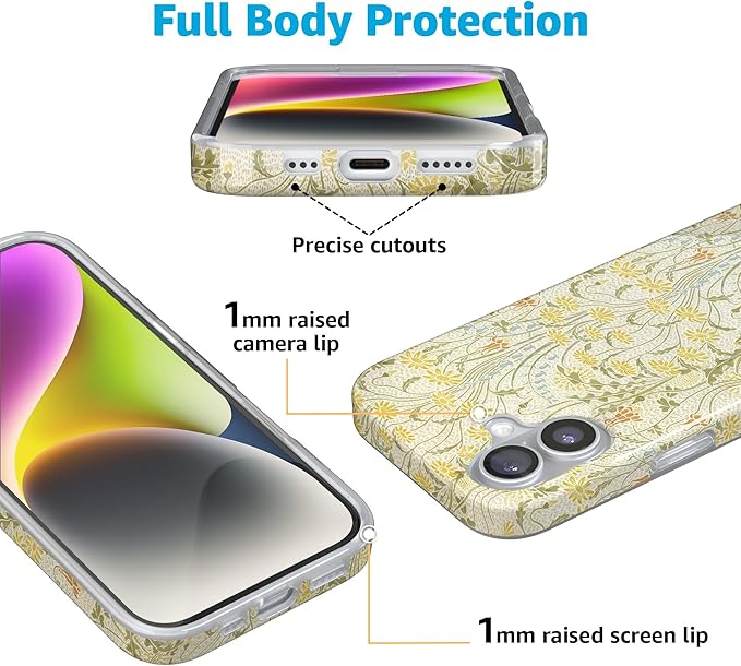 Casely iPhone 17 Case | Boho Blooms | Golden Floral | Compatible with MagSafe | Classic Ultra Slim Design