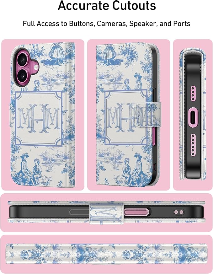 DEENAKIN for iPhone 16 Wallet Case with Card Holder + Cash Clip, RFID-Blocking, Military-Grade Drop Protection, Magnetic Closure with Leather Kickstand - Heritage Artistry