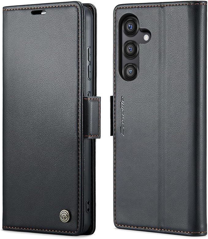 SINIANL for Samsung Galaxy S24 FE Wallet Case with RFID Blocking, Samsung S24 FE Case Wallet for Men Women with Card Holder Magnetic Clasp Kickstand Leather Book Folio Case for Galaxy S24 FE Black