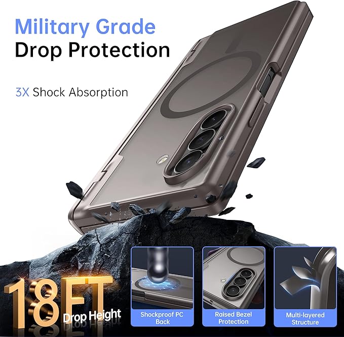 MOBOSI Magnetic for Z Fold 7 Case with Privacy Screen Protector, Compatible with Magsafe, Full-Body Slim Coverage Hinge Protection, Shockproof Phone Cover for Samsung Galaxy Z Fold7, Gray