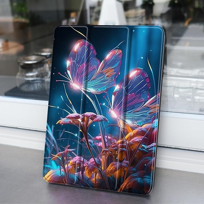 Case for Samsung Galaxy Tab S8 2022 & S7 2020, Shockproof Tablet Case for Samsung Tab S8/S7 11 inch with Auto Sleep/Wake & Trifold Stand & Soft TPU Back Cover, Glitter Butterfly