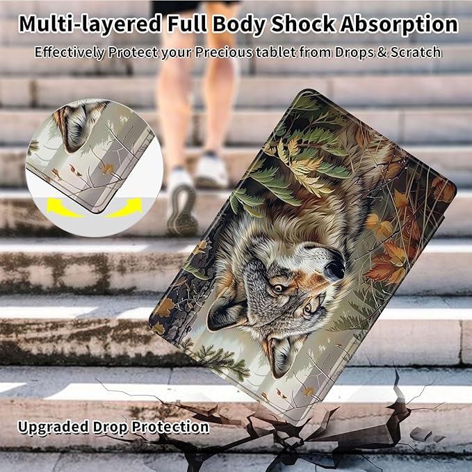 Case for Samsung Galaxy Tab A9 8.7 Inch 2023 Tablet Case, 360 Degree Rotating Folio Stand Smart Cover for Samsung Galaxy Tab A9 Tablet, Auto Sleep/Wake, Wolf 3