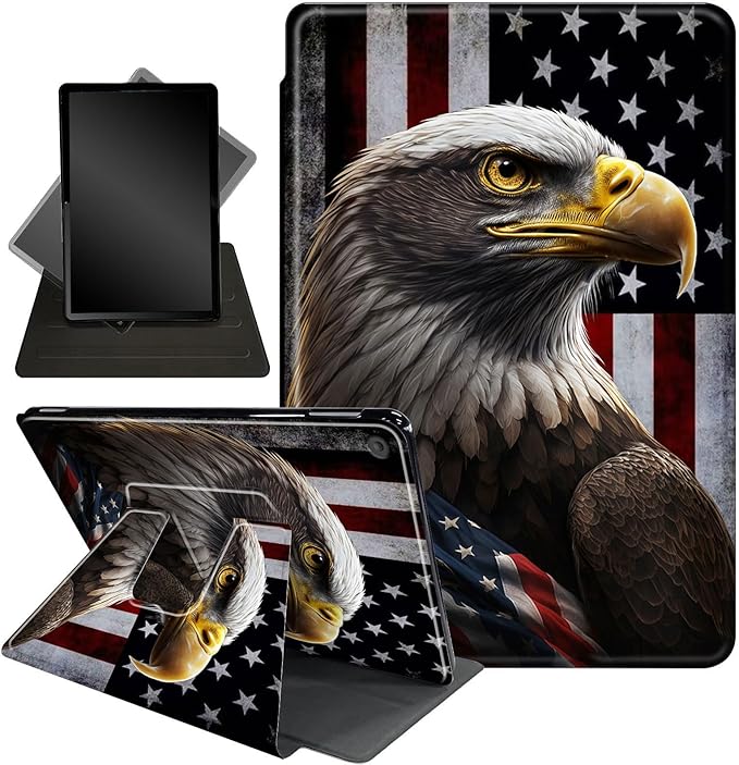 Case for Lenovo Tab M10 Plus 10.3", 360 Degree Rotating Folding Stand,with Auto Sleep/Wake Case for Lenovo Tab M10 Plus (2020 2nd Gen) TB-X606F/TB-X606X 10.3" FHD Tablet,American Flag Eagles