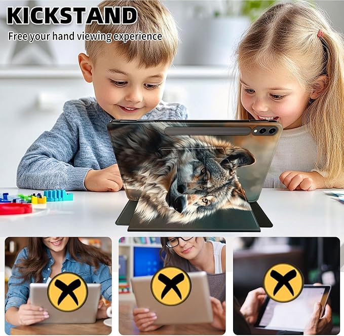Case for Samsung Galaxy Tab S10 Ultra/Tab S9 Ultra 14.6-Inch, 360 Degree Rotating Folio Stand Smart Cover for Galaxy Tab S10 Ultra/ S9 Ultra 14.6'', Auto Sleep/Wake, Wolf 4