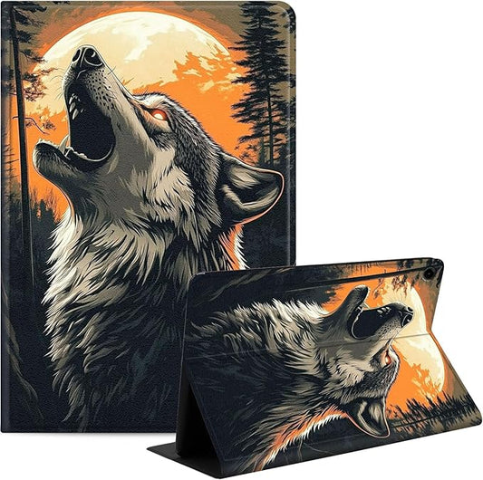 Case for Samsung Galaxy Tab A9+/A9 Plus 11” 2023 Model (SM-X210/X216/X218), Slim PU Leather Stand Cover with Auto Wake/Sleep, Multi-Angle Viewing & Shockproof, Wolf Howling