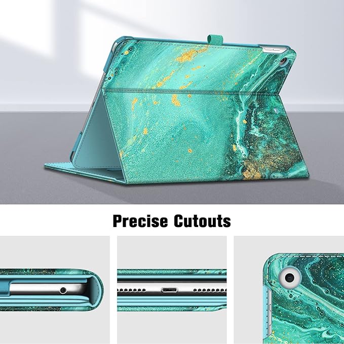 Fintie Case for iPad 9th / 8th / 7th Generation (2021/2020/2019) 10.2 Inch - [Corner Protection] Multi-Angle Viewing Stand Cover with Pocket & Pencil Holder, Auto Sleep Wake, Aqua Wave