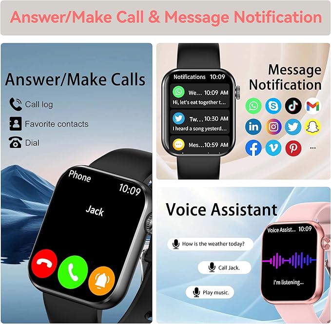 KPEP Smart Watches MP3 Player 2 in 1, 1.85" HD Smartwatch for Men Women, Answer/Make Calls, Sleep/SpO2/Heart Rate Monitoring, 100+ Sports Modes, IP68 Waterproof Fitness Tracker for iOS Android, Pink