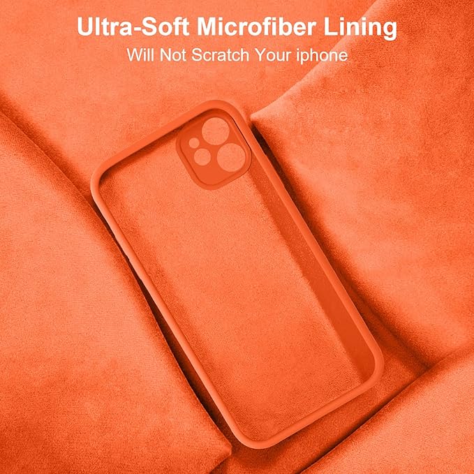 Vooii Compatible with iPhone 11 Case, Upgraded Liquid Silicone with [Flat Edges] [Camera Protection] [Soft Anti-Scratch Microfiber Lining] Phone Case for iPhone 11 6.1 inch - Neon Orange