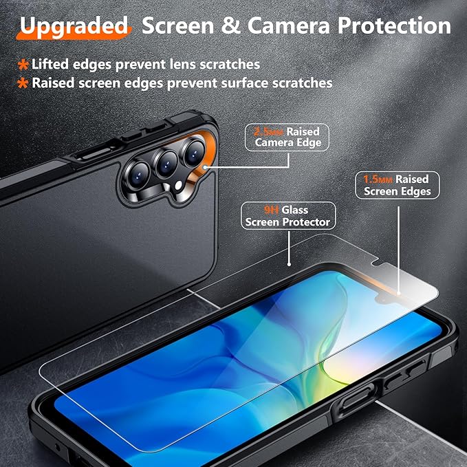 Red2Fire Designed for Samsung Galaxy A16 5G Case, [Military Grade Drop Protection] Non-Slip Heavy Duty Full Body Shockproof Protection Phone Case Galaxy A16 5G Case,Black