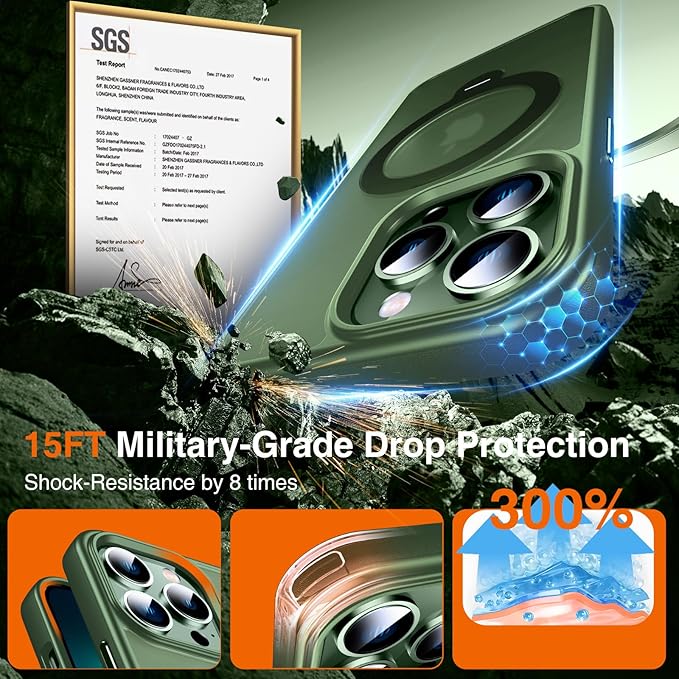 360° O-Ring MagStander for iPhone 13 Pro Case with Magnetic Kickstand Ring Holder [Compatible with MagSafe][360°Rotate Stand Ring][Military Shockproof] iPhone 13 Pro Phone Cover Matte Green