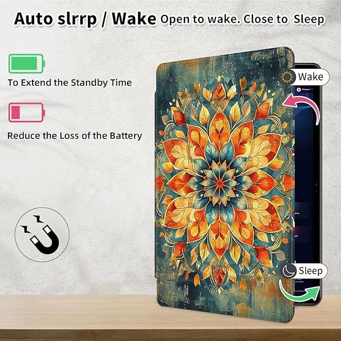 Case for Samsung Galaxy Tab A9 8.7 Inch 2023 Tablet Case, 360 Degree Rotating Folio Stand Smart Cover for Samsung Galaxy Tab A9 Tablet, Auto Sleep/Wake, Mandala