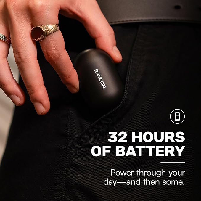 Raycon Everyday Earbuds Classic Bluetooth Wireless with Microphone - Stereo Sound, Active Noise Canceling, in-Ear Bluetooth Headset True Wireless Earbuds 32 Hours Playtime (Purple)