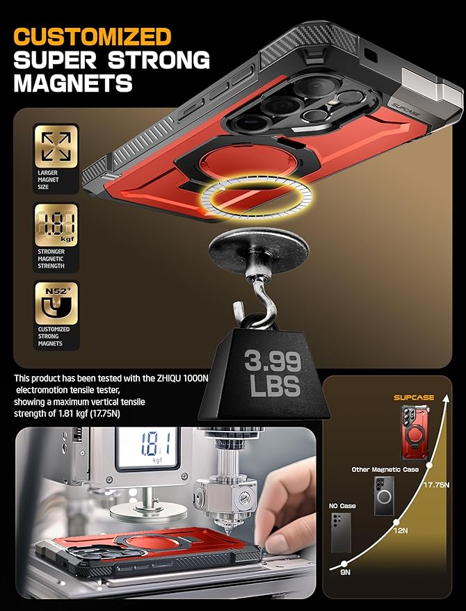 SUPCASE for Samsung Galaxy S25 Ultra Case with Stand (Unicorn Beetle Grip), [S Pen Friendly] [Compatible with MagSafe] [Military-Grade Protection] Magnetic Phone Case for S25 Ultra 6.9 Inch, Ruddy