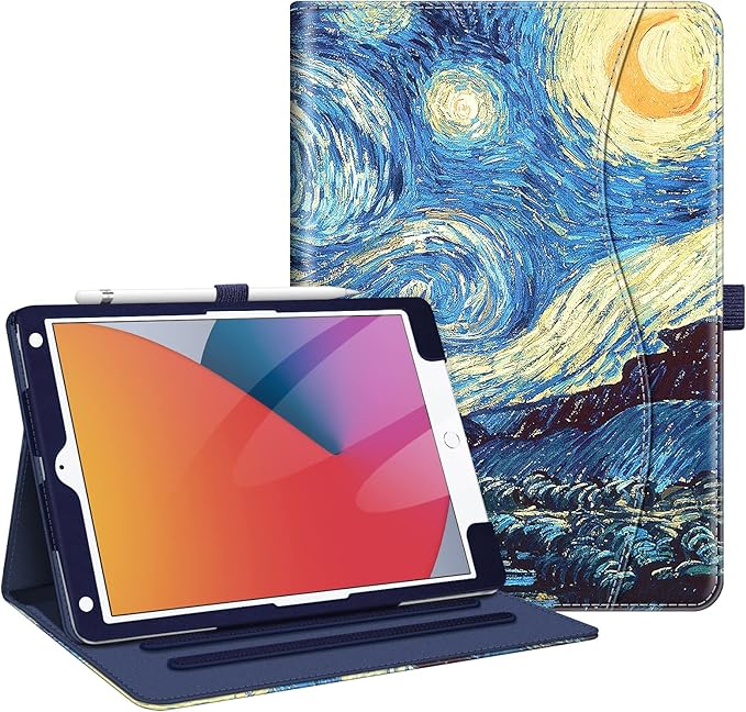 Fintie Case for iPad 9th / 8th / 7th Generation (2021/2020/2019) 10.2 Inch - [Corner Protection] Multi-Angle Viewing Stand Cover with Pocket & Pencil Holder, Auto Sleep Wake, Starry Night