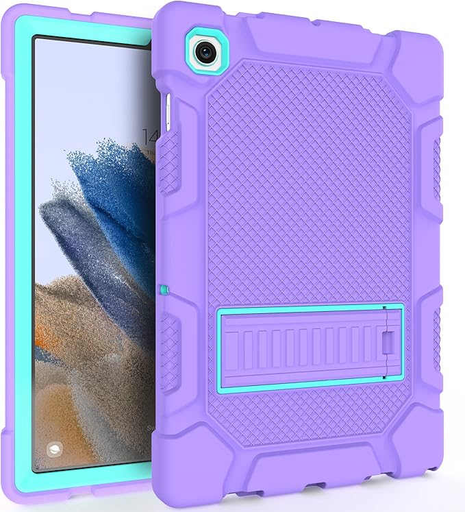 Rantice Galaxy Tab A8 Case with Kickstand, Hybrid Shockproof Rugged Cover for Samsung A8 Tablet, 10.5 Inch (SM-X200/X205/X207), Purple+Green