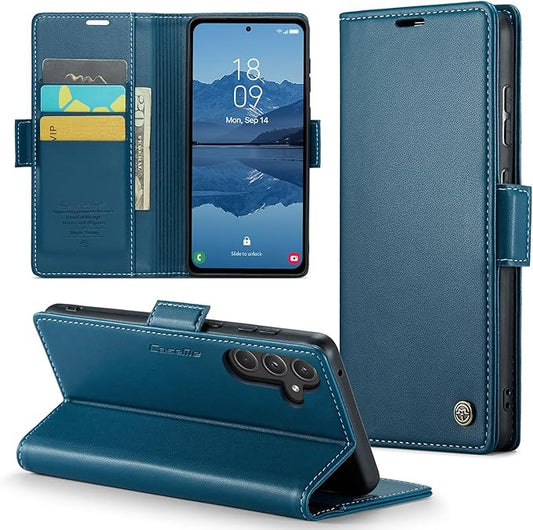 for Samsung Galaxy A55 5G Case, Premium PU Leather Wallet Case Flip Cover with [RFID Blocking][Card Holder][Stand Function] Shockproof Protective for Samsung Galaxy A55, Blue